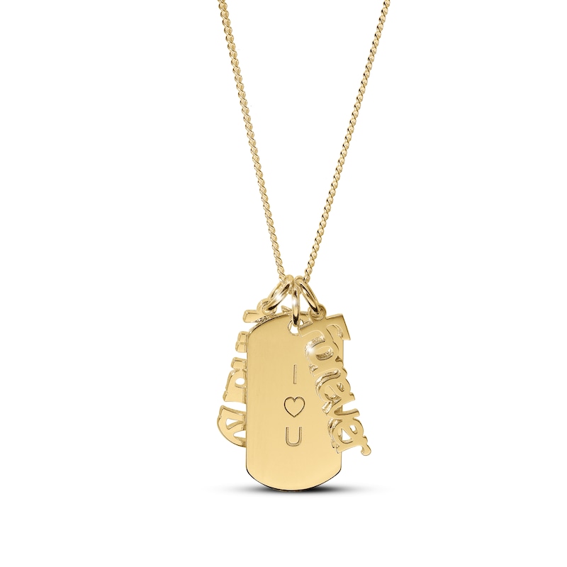 Main Image 2 of Engravable Dogtag Necklace with 2 Nameplate Charms 14K Yellow Gold-Plated Sterling Silver 18"