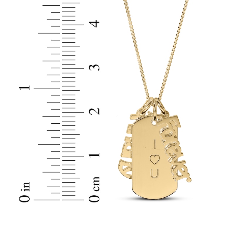 Main Image 4 of Engravable Dogtag Necklace with 2 Nameplate Charms 14K Yellow Gold-Plated Sterling Silver 18"