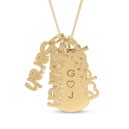 Engravable Dogtag Necklace with 3 Nameplate Charms 14K Yellow Gold-Plated Sterling Silver 18"