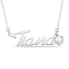 Thumbnail Image 1 of Heart-cut April Birthstone Charm Nameplate Necklace Sterling Silver 18"