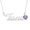 Thumbnail Image 1 of Heart-cut June Birthstone Charm Nameplate Necklace Sterling Silver 18"