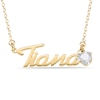 Thumbnail Image 1 of Heart-cut April Birthstone Charm Nameplate Necklace 14K Yellow Gold-Plated Sterling Silver 18"