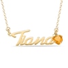 Thumbnail Image 1 of Heart-cut November Birthstone Charm Nameplate Necklace 14K Yellow Gold-Plated Sterling Silver 18"