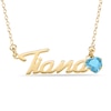 Thumbnail Image 1 of Heart-cut December Birthstone Charm Nameplate Necklace 14K Yellow Gold-Plated Sterling Silver 18"