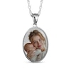 Thumbnail Image 1 of Oval Photo Beaded Frame Necklace Sterling Silver 18"