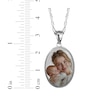 Thumbnail Image 4 of Oval Photo Beaded Frame Necklace Sterling Silver 18"