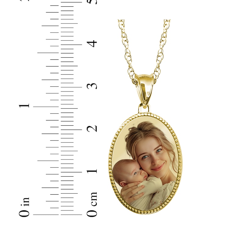Main Image 4 of Oval Photo Beaded Frame Necklace 10K Yellow Gold 18"