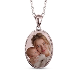 Oval Photo Beaded Frame Necklace 10K Rose Gold 18"