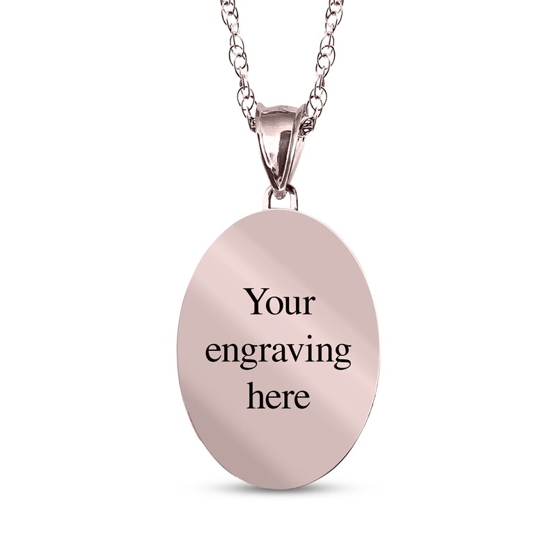 Main Image 2 of Oval Photo Beaded Frame Necklace 10K Rose Gold 18"