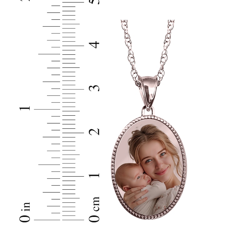Main Image 4 of Oval Photo Beaded Frame Necklace 10K Rose Gold 18"