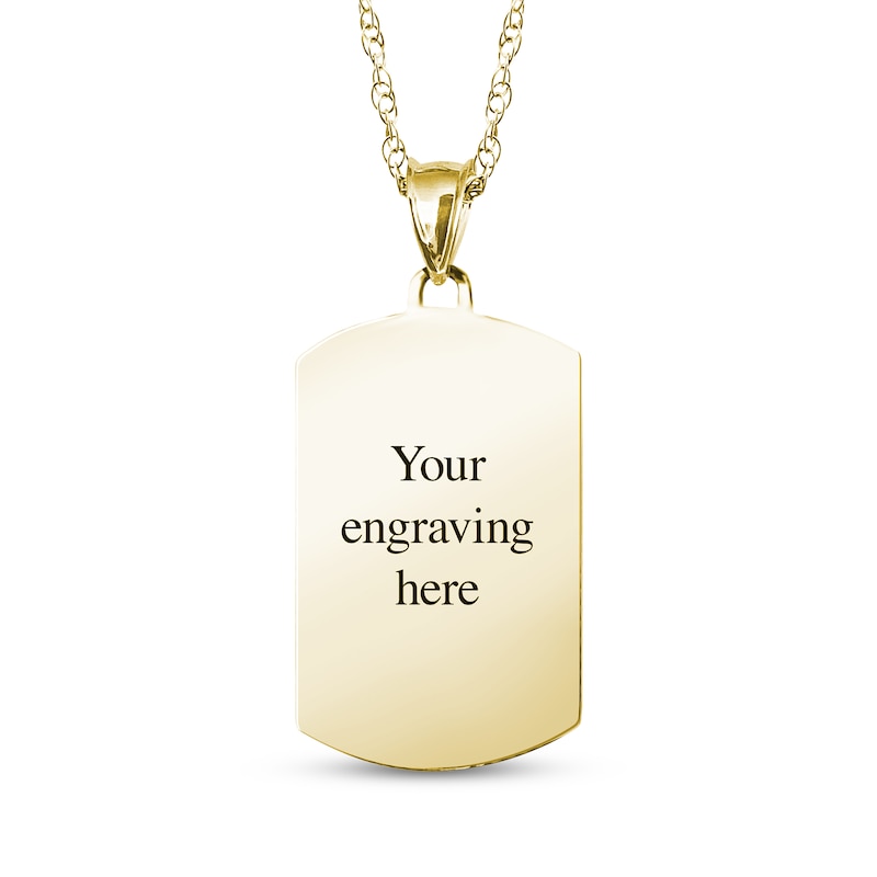 Main Image 2 of Dog Tag Photo Beaded Frame Necklace 10K Yellow Gold 18"
