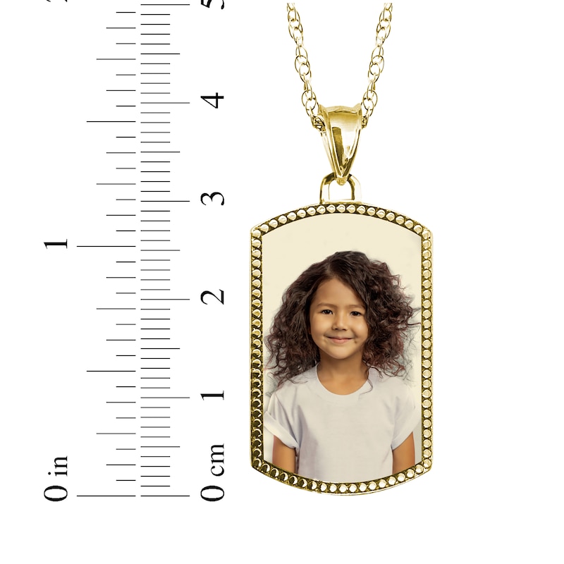Main Image 4 of Dog Tag Photo Beaded Frame Necklace 10K Yellow Gold 18"