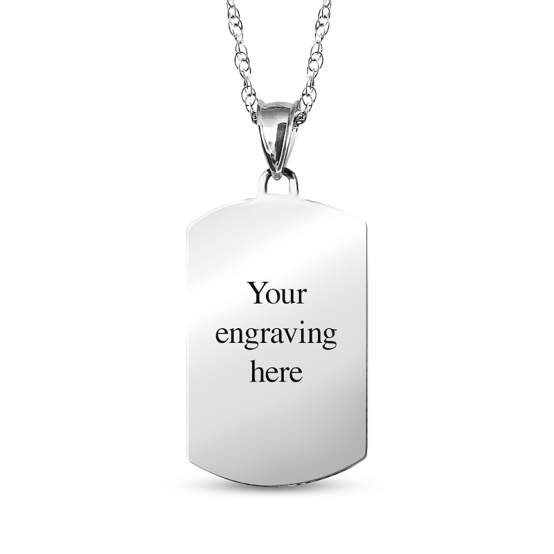 Main Image 2 of Dog Tag Photo Beaded Frame Necklace 10K White Gold 18"
