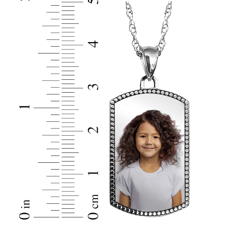 Main Image 4 of Dog Tag Photo Beaded Frame Necklace 10K White Gold 18"