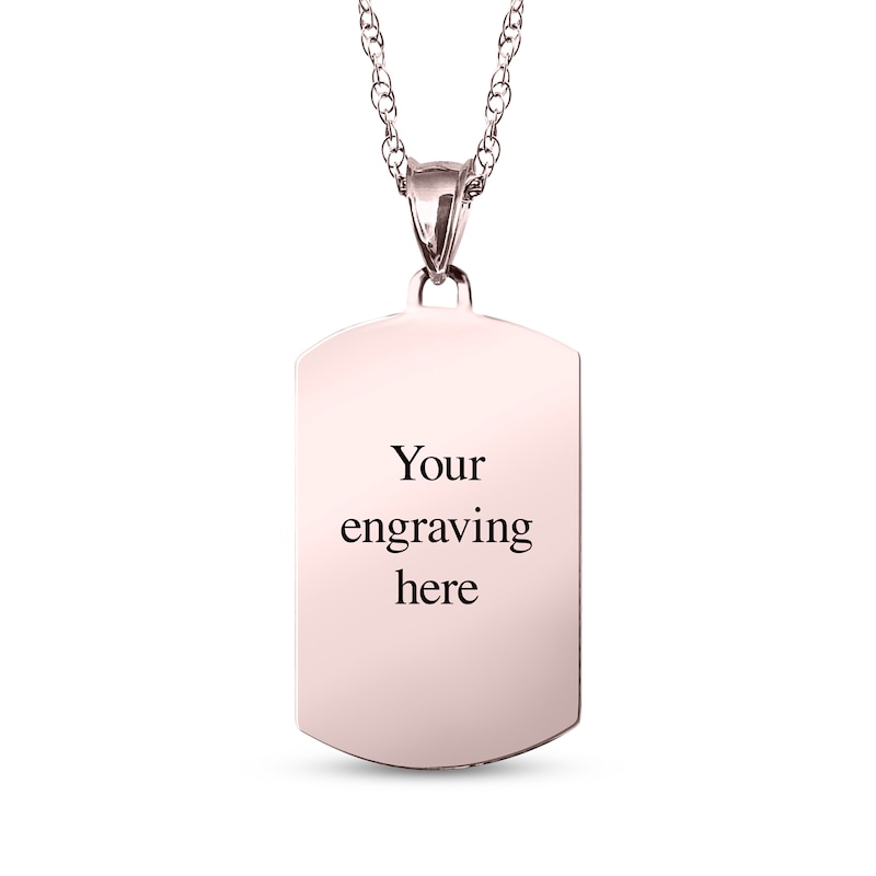 Main Image 2 of Dog Tag Photo Beaded Frame Necklace 10K Rose Gold 18"