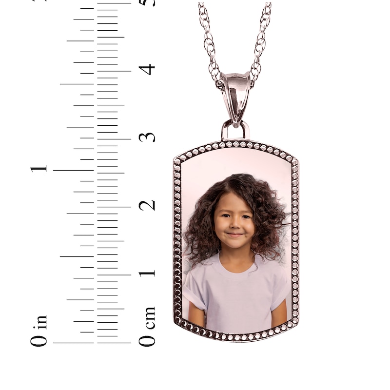 Main Image 4 of Dog Tag Photo Beaded Frame Necklace 10K Rose Gold 18"