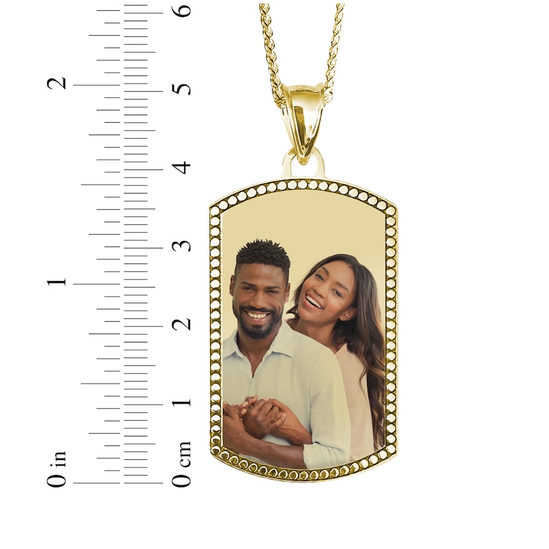 Main Image 4 of Extra Large Dog Tag Photo Beaded Frame Necklace 10K Yellow Gold 18"