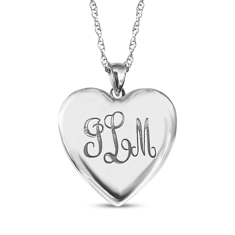 Main Image 2 of Engravable Photo Heart Locket Necklace Sterling Silver 18"