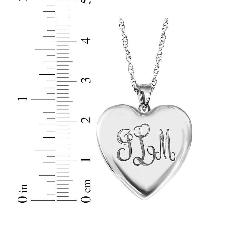 Main Image 4 of Engravable Photo Heart Locket Necklace Sterling Silver 18"