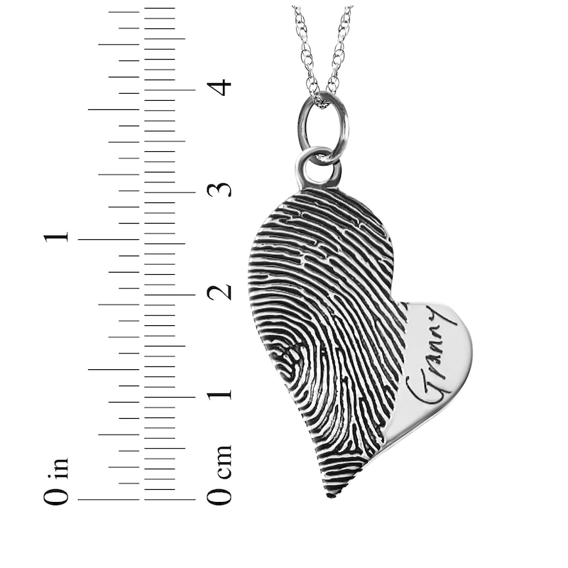 Main Image 4 of Your Own Fingerprint & Handwriting Heart Necklace 10K White Gold 18"