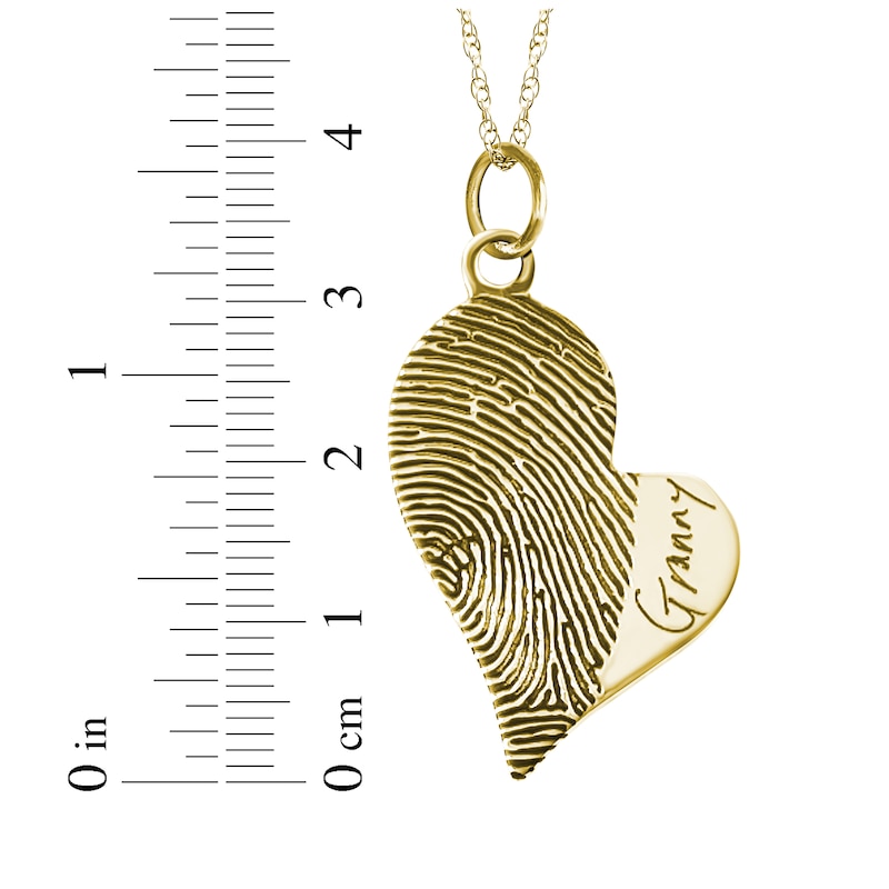 Main Image 4 of Your Own Fingerprint & Handwriting Heart Necklace 10K Yellow Gold 18"