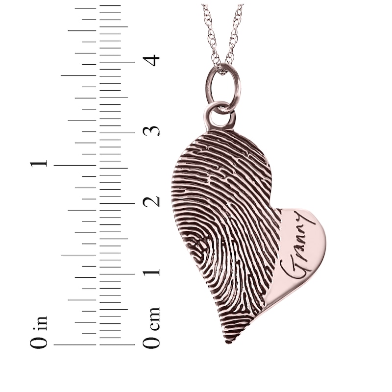 Main Image 4 of Your Own Fingerprint & Handwriting Heart Necklace 10K Rose Gold 18"