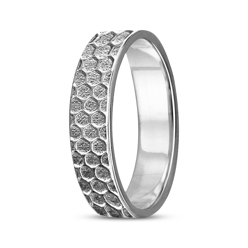 Main Image 2 of Engravable Honeycomb Band Sterling Silver