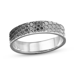 Engravable Dragon Scales Band Sterling Silver