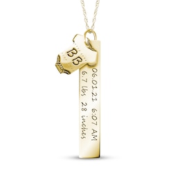 Onesie & Tag Birth Stats Necklace 10K Yellow Gold 18"