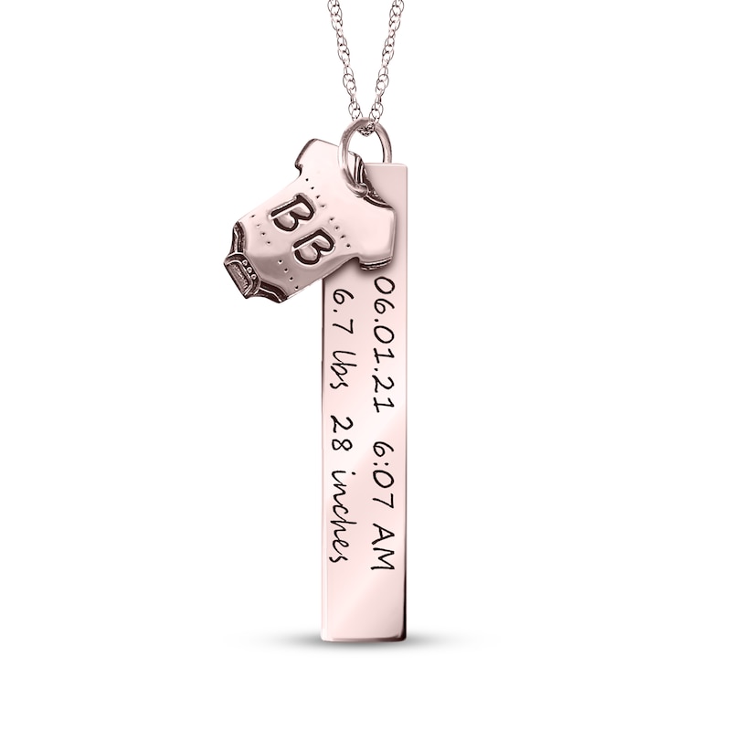 Main Image 1 of Onesie & Tag Birth Stats Necklace 10K Rose Gold 18"