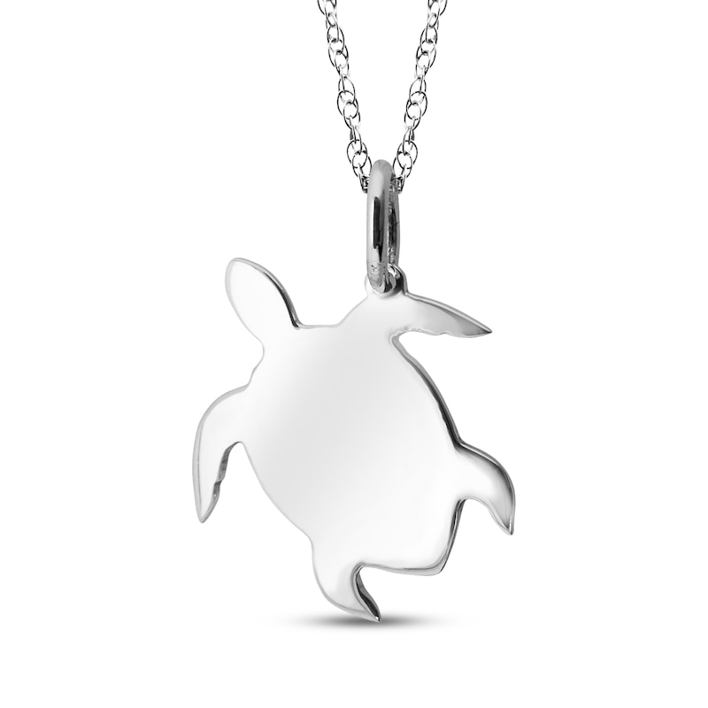Main Image 2 of Your Own Fingerprint Turtle Necklace Sterling Silver 18"