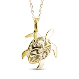 Your Own Fingerprint Turtle Necklace 10K Yellow Gold 18"