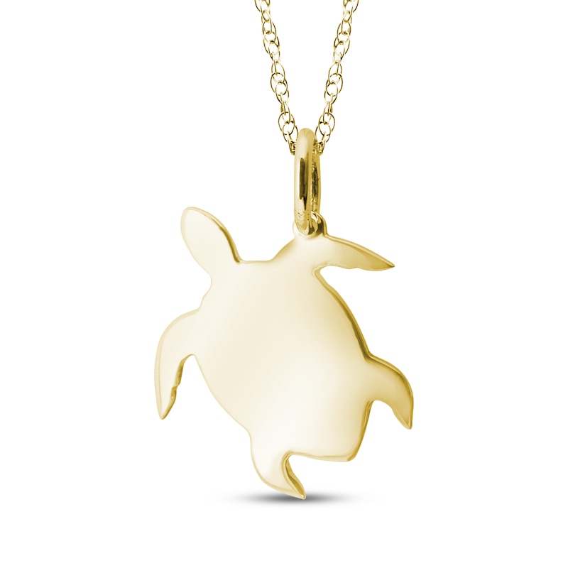 Main Image 2 of Your Own Fingerprint Turtle Necklace 10K Yellow Gold 18"
