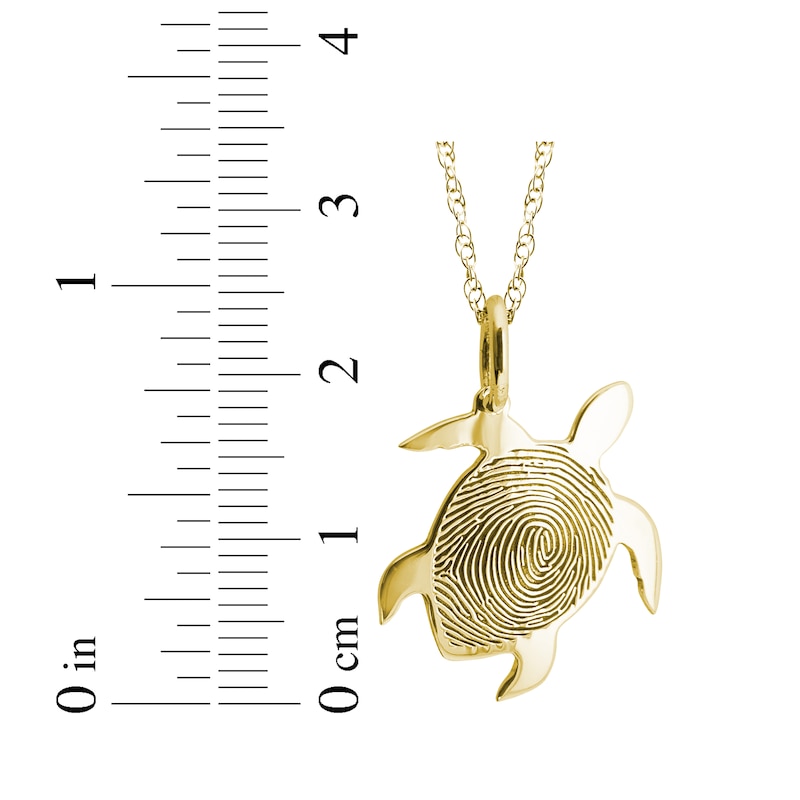 Main Image 4 of Your Own Fingerprint Turtle Necklace 10K Yellow Gold 18"