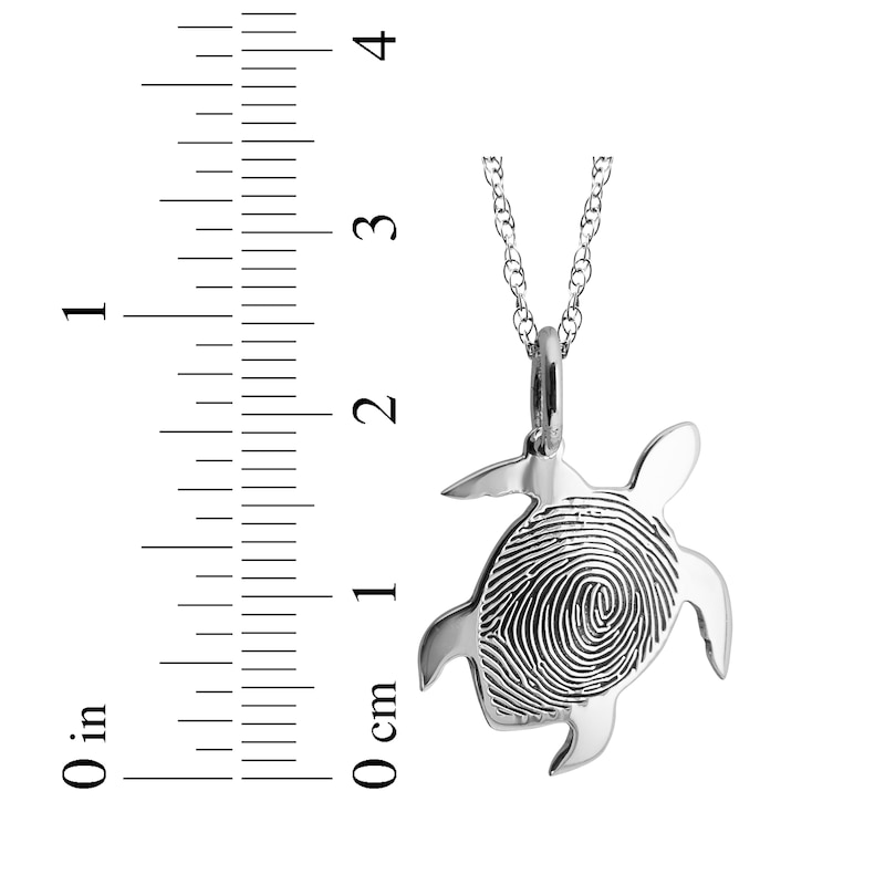 Main Image 4 of Your Own Fingerprint Turtle Necklace 10K White Gold 18"