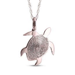 Your Own Fingerprint Turtle Necklace 10K Rose Gold 18"