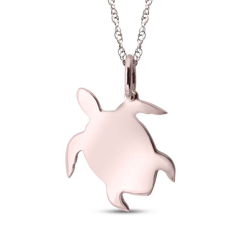 Main Image 2 of Your Own Fingerprint Turtle Necklace 10K Rose Gold 18"
