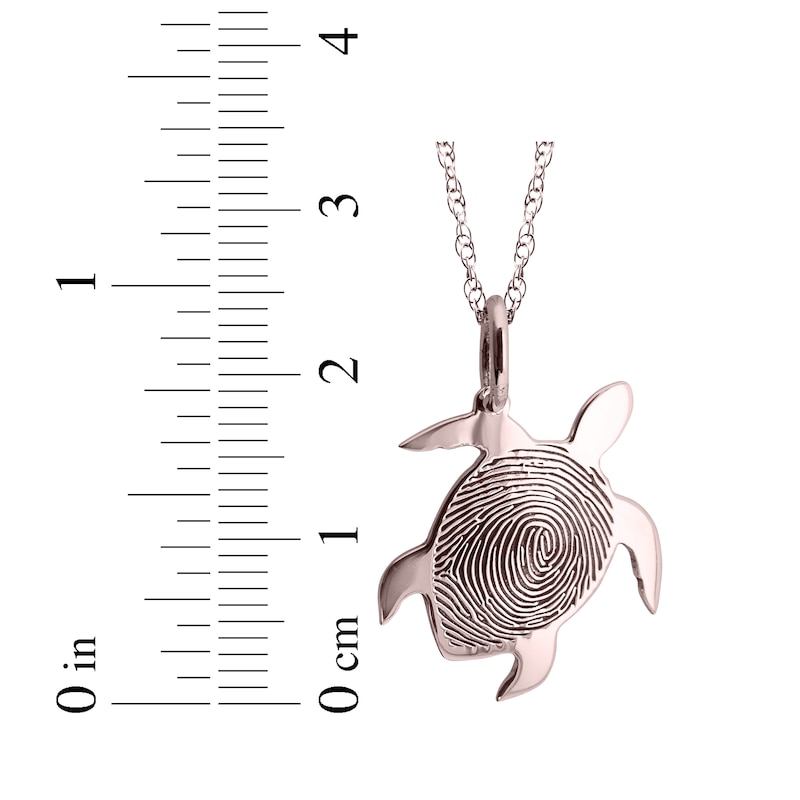 Main Image 4 of Your Own Fingerprint Turtle Necklace 10K Rose Gold 18"