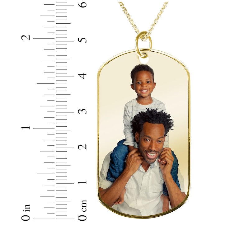 Main Image 4 of Men's Extra Large Photo Dog Tag Necklace 10K Yellow Gold 22"