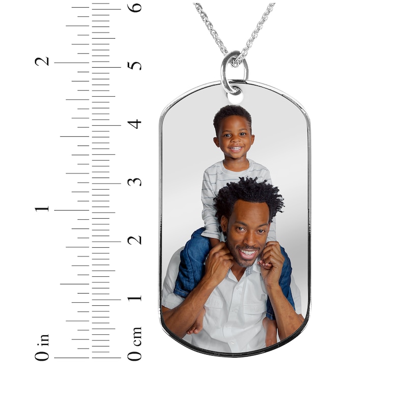 Main Image 4 of Men's Extra Large Photo Dog Tag Necklace 10K White Gold 22"
