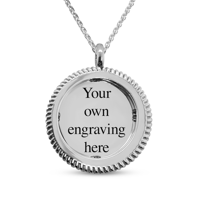 Main Image 2 of Men's Engravable Compass Necklace Sterling Silver 22"