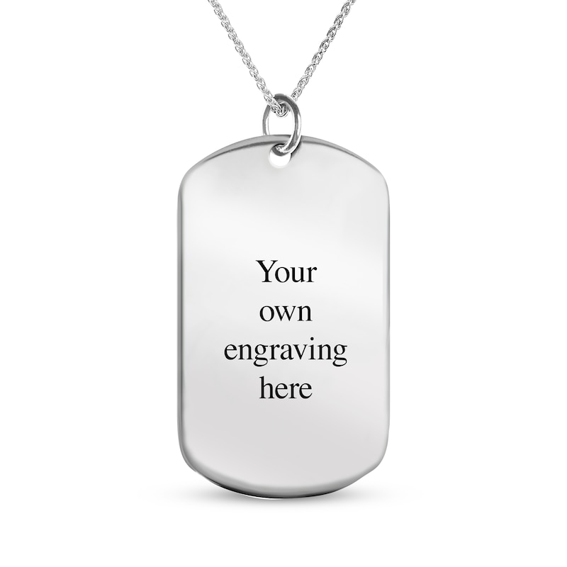 Main Image 2 of Men's Embossed Initials Dog Tag Necklace Sterling Silver 22"