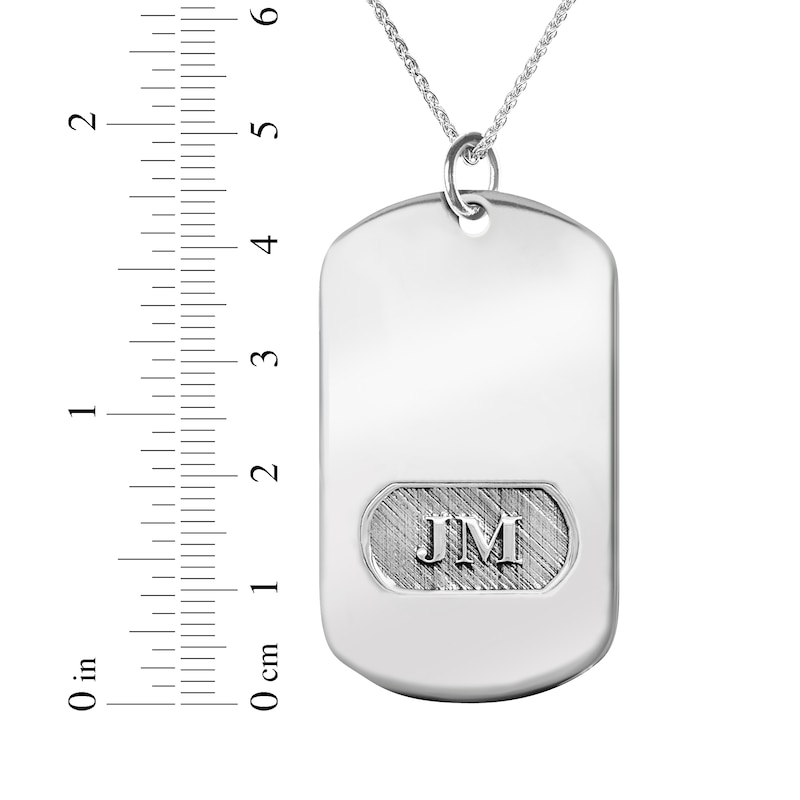 Main Image 4 of Men's Embossed Initials Dog Tag Necklace Sterling Silver 22"