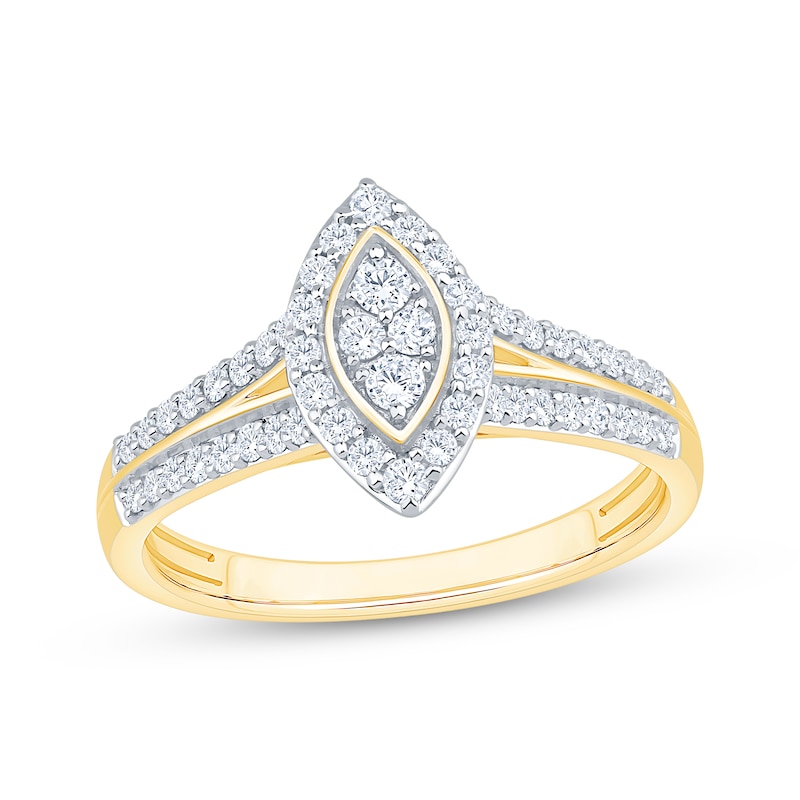 Main Image 4 of Now + Forever Multi-Diamond Marquise Halo Engagement Ring 3/8 ct tw 10K Yellow Gold