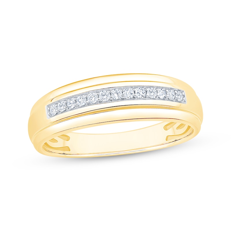 Main Image 10 of Now + Forever Men's Diamond Wedding Band 1/8 ct tw 10K Yellow Gold