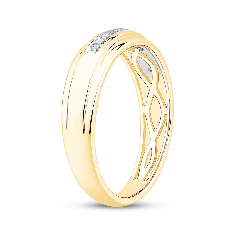 Main Image 11 of Now + Forever Men's Diamond Wedding Band 1/8 ct tw 10K Yellow Gold
