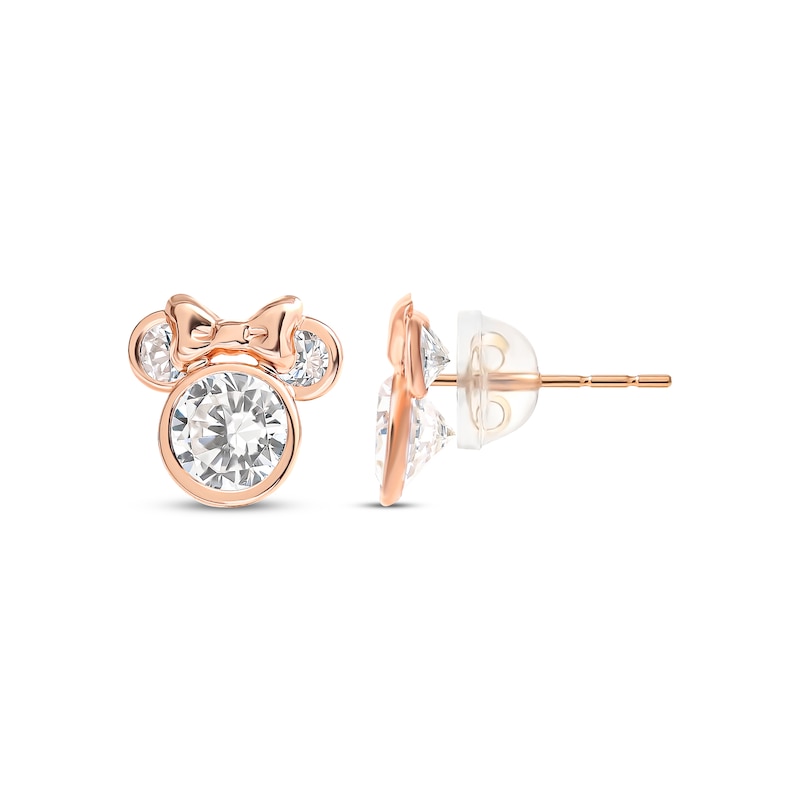 Main Image 1 of Children's Minnie Mouse Cubic Zirconia Stud Earrings 14K Rose Gold