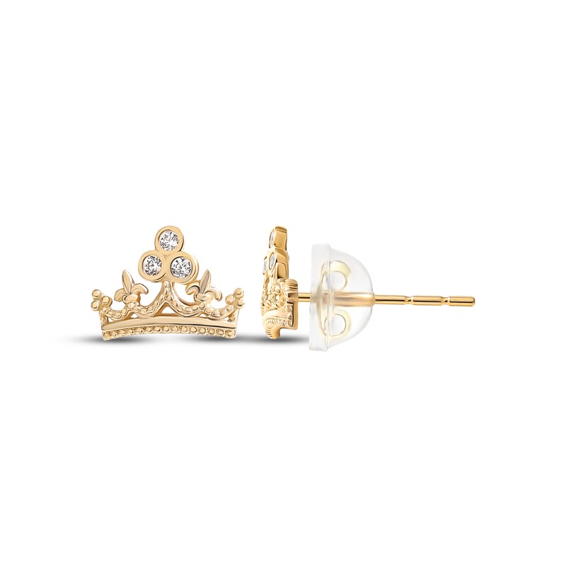 Main Image 1 of Children's Cubic Zirconia Crown Stud Earrings 14K Yellow Gold