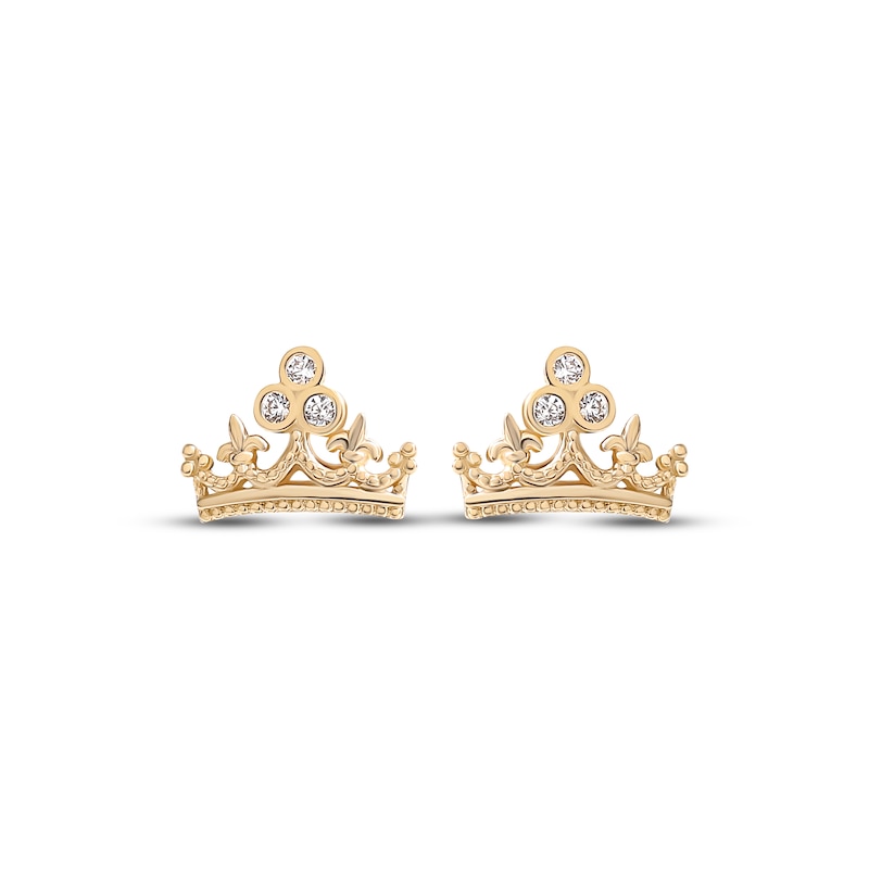 Main Image 2 of Children's Cubic Zirconia Crown Stud Earrings 14K Yellow Gold