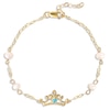 Thumbnail Image 0 of Children's Blue Cubic Zirconia & Cultured Pearl Crown Bracelet 14K Yellow Gold 6"